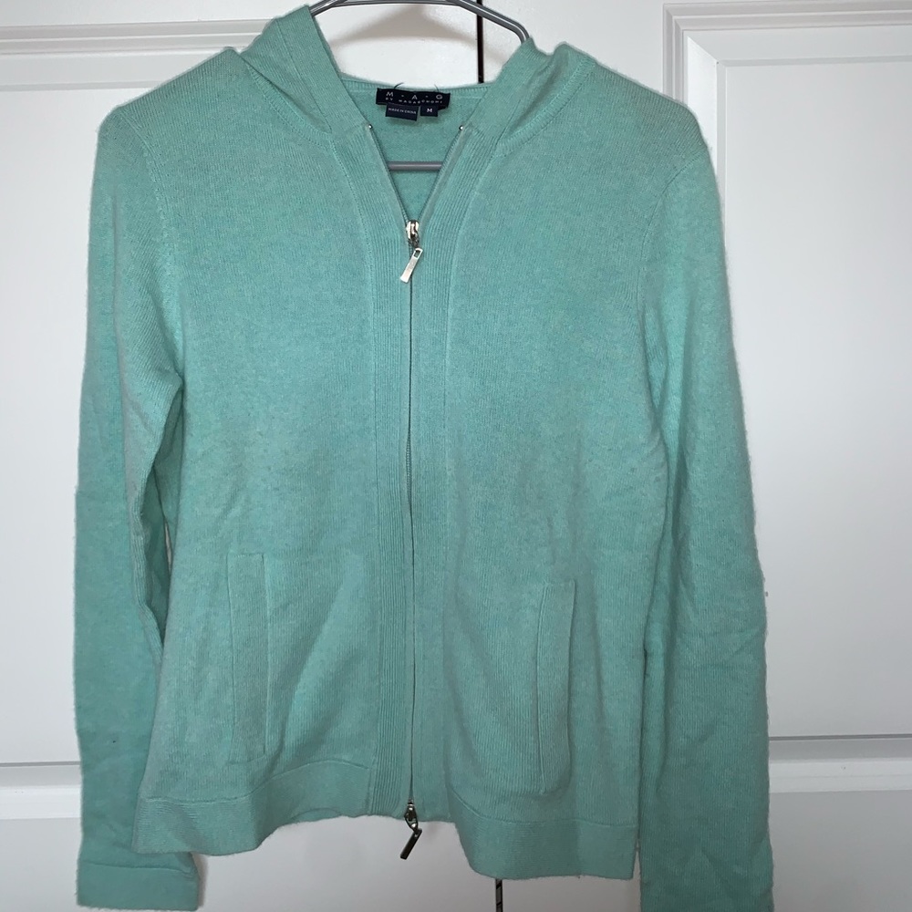magaschoni hooded cashmere sweater jacket